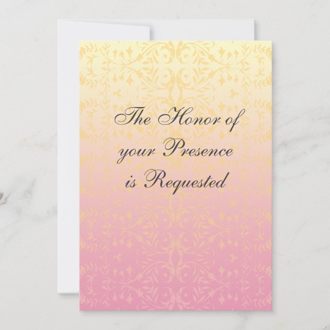 Rosa Pfirsich-Damast-kundenspezifische Einladung (Vorderseite)