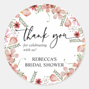 Rosa Pfirsich Danke Rund / Quadratischer Gefallen  Runder Aufkleber