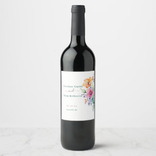 Rosa Pfirsich Gelbe Blüten Weinlabel Weinetikett