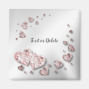 Rosa Pfirsich Glänzende Herzen Geometrisch Elegant Magnet