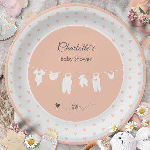 Rosa Pfirsich-Herzen Boho Baby Mädchen Shower Plat Pappteller