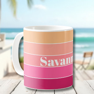 Rosa Pfirsich individuelle Sommerfarbenblockstreif Kaffeetasse