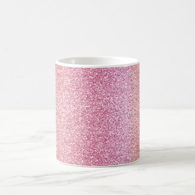 Rosa Pfirsich-Kunstglitter Kaffeetasse (Mittel)