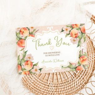 Rosa Pfirsich mit Blumen Baby Shower Buchwunsch Dankeskarte