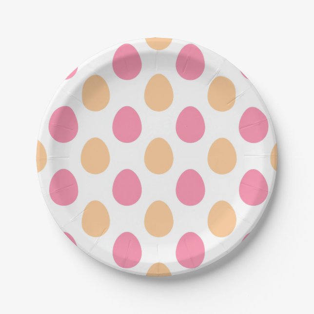 Rosa Pfirsich-Oster-Eier Frühlingspapierteller Pappteller (Vorderseite)