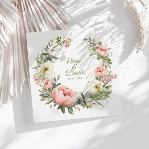 Rosa & Pfirsich-Pfingstrosen-Hochzeitsserviette Serviette