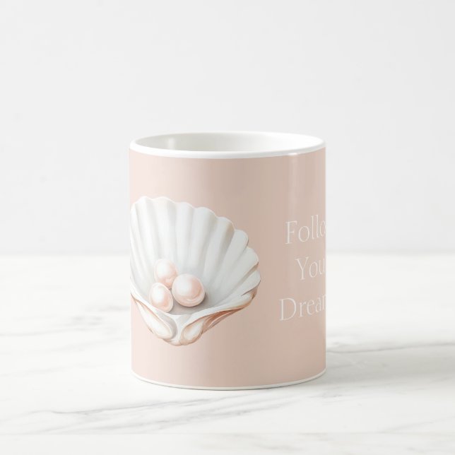 Rosa Pfirsich-Rosa Perlen Schale Kaffeetasse (Mittel)