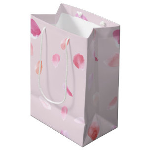Rosa Pfirsich-Rosenblüten Florale Brautparty Chic Mittlere Geschenktüte