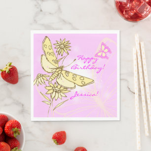 Rosa Pfirsich Schmetterling Serviette