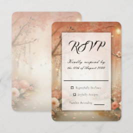 Rosa Pfirsich Verzauberter Wald Laterne Hochzeit RSVP Karte