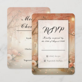 Rosa Pfirsich Verzauberter Wald Laterne Hochzeit RSVP Karte