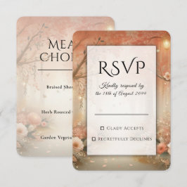 Rosa Pfirsich Verzauberter Wald Laterne Hochzeit RSVP Karte