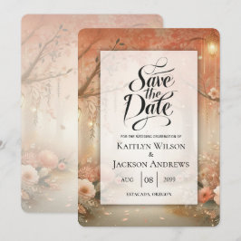 Rosa Pfirsich Verzauberter Wald Laterne Hochzeit Save The Date