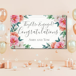 Rosa Pfirsich Weiße Blumen Pfingstrose Verlobungsb Banner