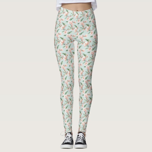 Rosa Pfirsichbaum Blossom All-Over-Print-Leggings Leggings (Vorderseite)