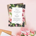 Rosa & Pfirsichblumen & Grüne Hochzeit - Grau Einladung<br><div class="desc">Holen Sie Ihre Gäste in die Stimmung für Ihre Hochzeit mit Ihrem Pink & Peach Floral & Greenery Floral Wedding Einladung.</div>
