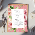 Rosa & Pfirsichblumen & Grüne Hochzeit - Rosa Einladung<br><div class="desc">Holen Sie Ihre Gäste in die Stimmung für Ihre Hochzeit mit Ihrem Pink & Peach Floral & Greenery Floral Wedding Einladung.</div>