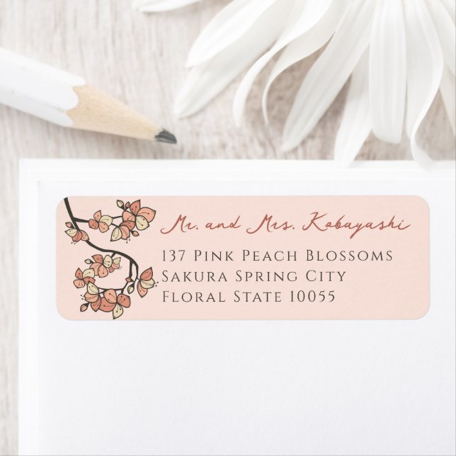 Rosa Pfirsichblüten Blume Asiatische Hochzeitsadre (Insitu)