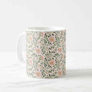 Rosa Pfirsichblüten Grüne Blätter Kaffeetasse