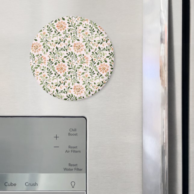 Rosa Pfirsichblüten Grüne Blätter Magnet (In Situ (Kühlschrank))