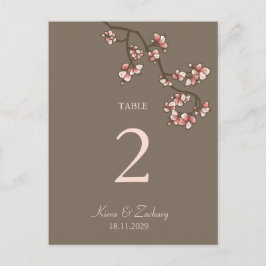 Rosa Pfirsichblüten Hochzeitskarte Tischnummer