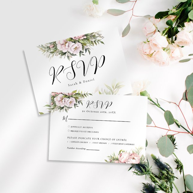 Rosa Pfirsichfarben Elegante Hochzeit RSVP Karte (Von Creator hochgeladen)