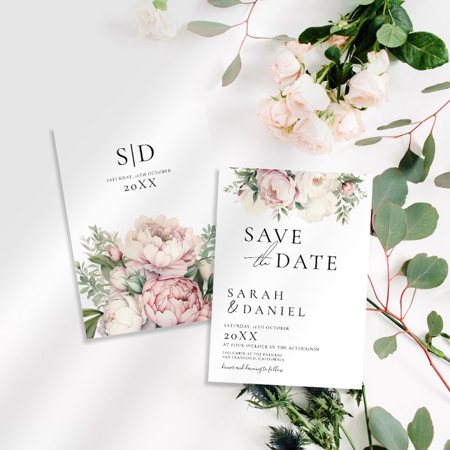 Rosa Pfirsichfarben Elegante Hochzeit Save The Date (Von Creator hochgeladen)