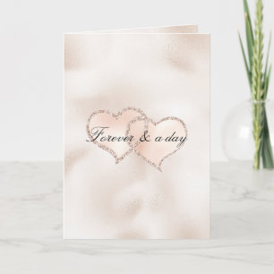 Rosa Pfirsichfarben Rose Glitz Herz Karte