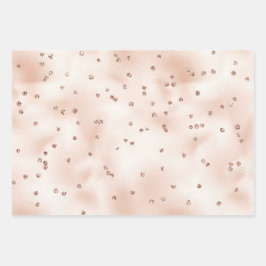 Rosa Pfirsichfarben Rose Gold Glitzer Punkte     Geschenkpapier Set