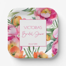 Rosa, pfirsichfarbene Birnen, elegantes Brautparty Pappteller