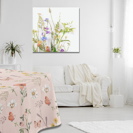 Rosa Pfirsichfarbene Wildblume Tischdecke