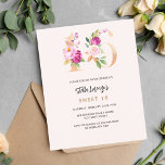 Rosa pfirsichfarbenes Gold Süße 16 Haushaltseinlad<br><div class="desc">Eine moderne,  stilvolle und glamouröse Einladung zu einer Sweet 16. Geburtstagsfeier. Ein pfirsichfarbener Hintergrund. Dekoriert mit Foralzahlen in Imitaten Gold und Rosa. Der Name ist mit einem modernen handgeschriebenen Stilskript geschrieben. Personalisieren Sie Ihre Party-Daten und fügen Sie sie hinzu. 1 Blatt = 1 Einladung mit Druckkante bis Kante.</div>