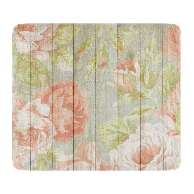 Rosa Pfirsichglas-Rose Schneidebrett (Vorderseite)