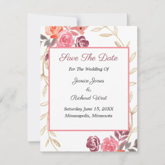 Rosa Pfirsichgoldblütendrama Save the Date