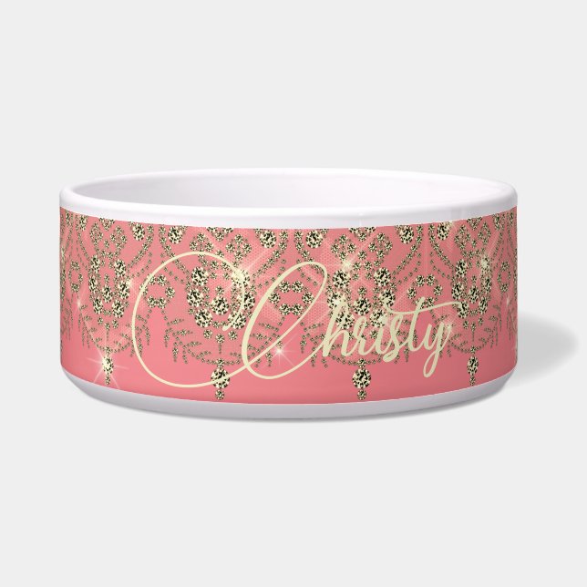 Rosa pfirsichgoldgelb verleihen elegantem Funkeln Napf (Vorderseite)