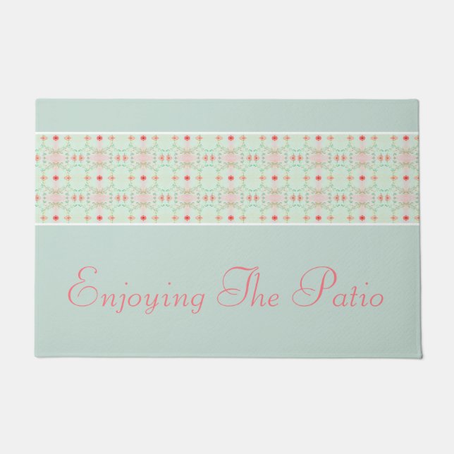 Rosa Pfirsichgrün und blau Fußmatte (Vorderseite)