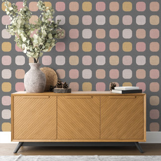 Rosa Pfirsichkoralle Orangengelbes Kunstmuster Tapete