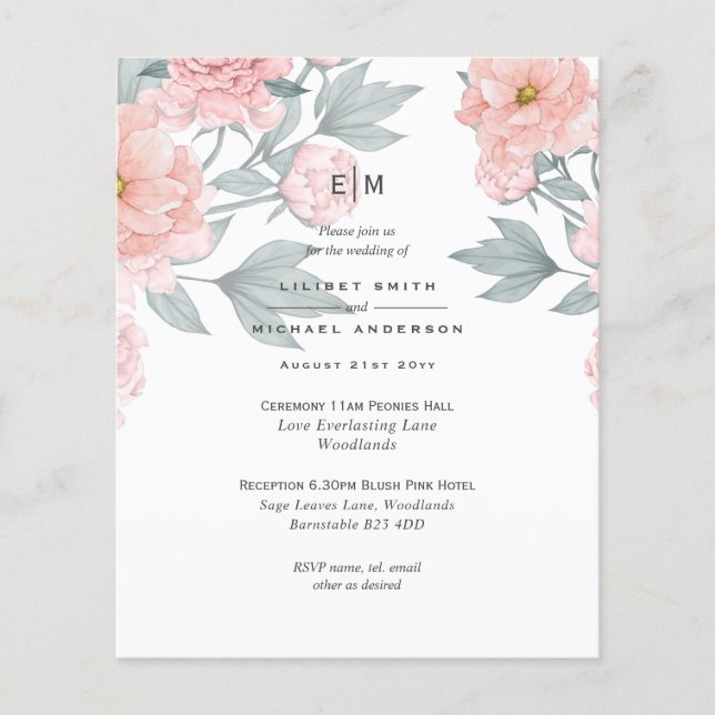 Rosa Pfirsichpfirsichpfirsichpfirsiche Hochzeit Ei Flyer (Vorne)