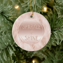 Rosa Pfirsichpink Zebra print Glitzer Sparkasse Keramik Ornament