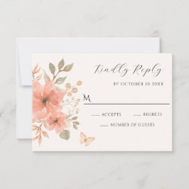 Rosa-Pfirsichschmetterling RSVP Karte