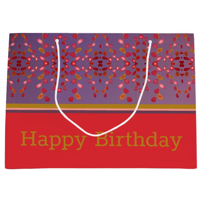 Rosa Pflaume mit Senf-Gold Große Geschenktüte (Vorderseite)