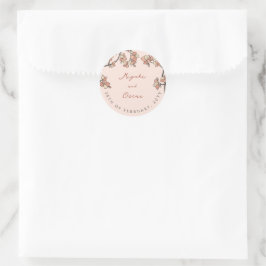 Rosa Pflaume/Pfirsichblüten Elegante Blumenhochzei Runder Aufkleber