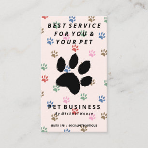 rosa Pfoten Hund Katze Haustier sitzen Visitenkarte