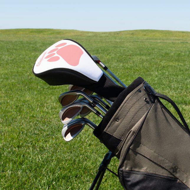 Rosa Pfotenabdruck-Design Golf Headcover (In SItu)