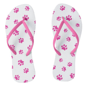 Rosa Pfotenabdruck-Muster Flip Flops