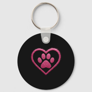 Rosa Pfotenherz Süßer Hund Katze Liebe Valentinsta Schlüsselanhänger