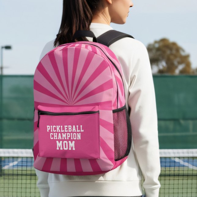 Rosa Pickleball Champion Mama gedruckter Rucksack (Pickleball Champion Mom? Here's your backpack!)