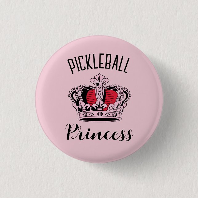 Rosa Pickleball Prinzessinnen Krone  Button (Vorderseite)