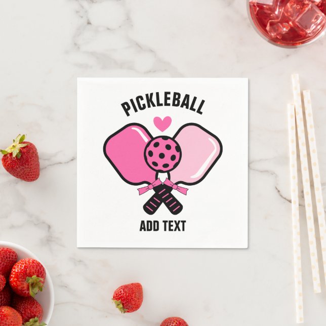 Rosa Pickleball-Schläger mit Schleife Serviette (Beispiel)