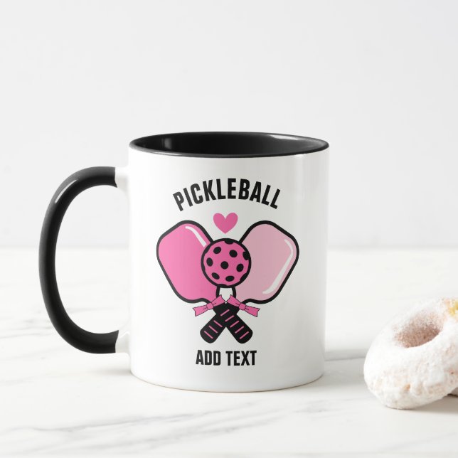 Rosa Pickleball-Schläger mit Schleife Tasse (Mit Donut)